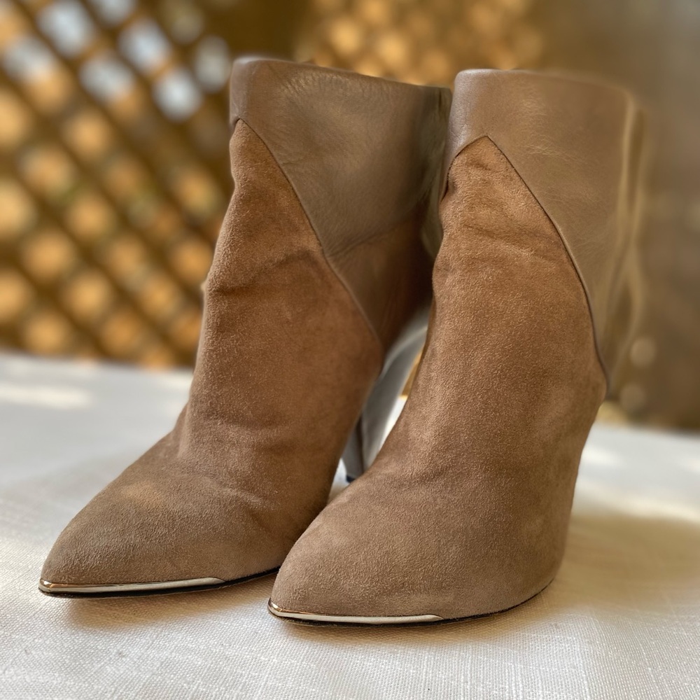 IRO IT Ankle boots Keira Taupe leather & suede pointed toe booties size 39